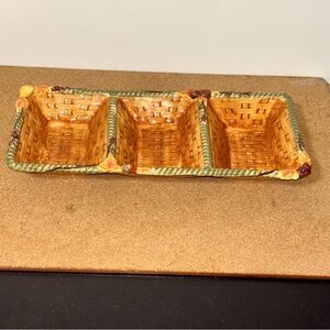 Ceramic Woven Basket Design Serving Tray